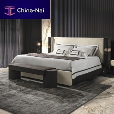 Double bed MI contemporaryupholsteredwith headboard