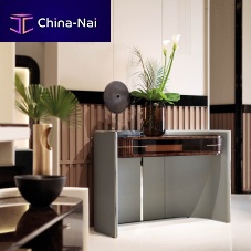 Contemporary sideboard table Eclipseglossy varnished woodbronzeglossy lacquered wood base