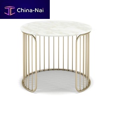 Contemporary side table CHARLESTONmarblemetal baseround