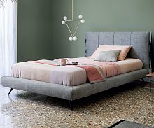 Double bed CUFFsinglecontemporarywith upholstered headboard