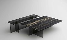 Contemporary coffee table SESTANTEmarbleglass baserectangular