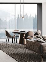 Contemporary table PISAsandstonewalnut baseround