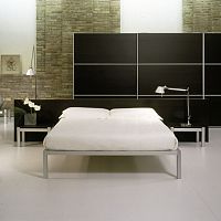 Double bed headboard contemporarywoodenwith integrated bedside table