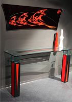Contemporary sideboard table ROUGE & NOIREglassMDFrectangular