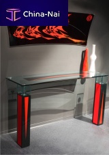 Contemporary sideboard table ROUGE & NOIREglassMDFrectangular