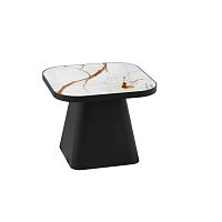 Contemporary side table PETRAtempered glasslacquered metal steel basesquare