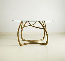 Contemporary sideboard table BOUGHglassbrass baseoval