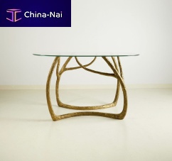 Contemporary sideboard table BOUGHglassbrass baseoval