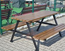Contemporary table and bench set BRATISLAVAwoodenmetalcustom