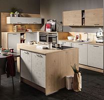 Contemporary kitchen CUBEwood veneerlacquered woodisland
