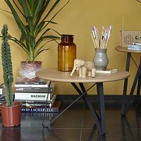 Contemporary coffee table TWISTERoaksteel baseround