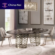 Contemporary table ISIDOROmarblemetal baseoval