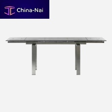 Contemporary dining table EMPIREtempered glasspolished stainless steel baserectangular
