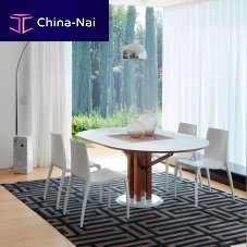 Contemporary table Flowerwood veneerFenix NTM®walnut base