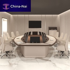 Contemporary boardroom table COUTUREwood veneerbrushed metalpolished metal