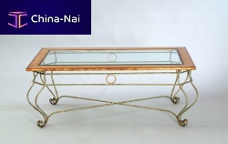 Original design coffee table ZANTEglasswrought ironrectangular
