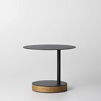 Original design bedside table DUOOpainted metalwood veneer baseround