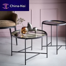 Contemporary coffee table TABIO glassiron baserectangular
