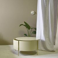 Contemporary coffee table EMBORElacquered MDFstainless steel baseround