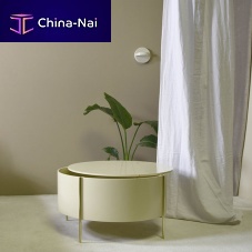 Contemporary coffee table EMBORElacquered MDFstainless steel baseround
