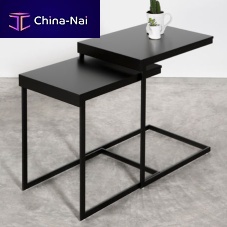 Contemporary nesting tables CLIPwoodenchromed metalrectangular