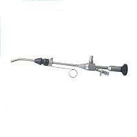 Bent hysteroscope with working channel