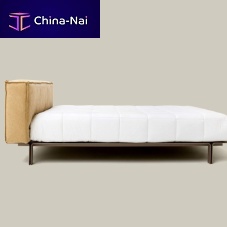 Double bed LESSsinglecontemporarywith leather headboard