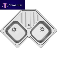 Double kitchen sink 1LFS82Awith drainboardstainless steelovermount