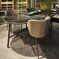 Contemporary table Sorrento woodenmarbleleather