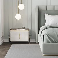 Contemporary bedside table misia lacquered woodmarblewooden base