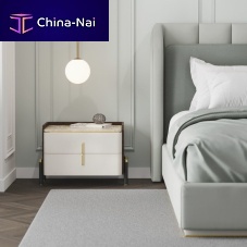 Contemporary bedside table misia lacquered woodmarblewooden base