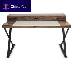 Contemporary desk HEMINGWAYwoodenleatherwith storage compartment