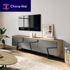Contemporary TV cabinet Linen4-doormelaminelacquered MDF