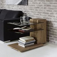 Contemporary side table BENT oakglassrectangular