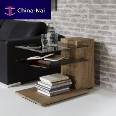 Contemporary side table BENT oakglassrectangular