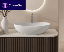 Countertop washbasin Seros 55limestonewithout holewithout overflow