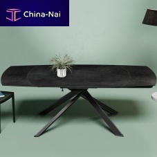 Contemporary dining table KHEOPSceramiclacquered metal steel baseoval