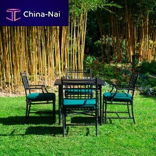 Traditional table Bambooaluminummetal basesquare