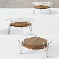 Contemporary coffee table H-121glassmetalwalnut