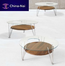 Contemporary coffee table H-121glassmetalwalnut