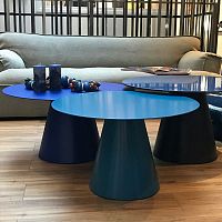 Contemporary coffee table LOMBOKlacquered steelsteel baseround