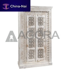 Traditional wardrobe NAMAST solid woodhand-carved woodwith swing doors