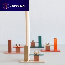 Brass candle holder Fixumsteelwooden