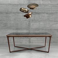 Contemporary table OBI plywoodglassamerican walnut base