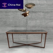 Contemporary table OBI plywoodglassamerican walnut base