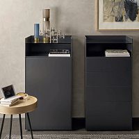 Contemporary chiffonier lacquered woodgraybrown