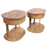 Traditional bedside table TOHUteakbrassoval