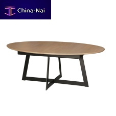 Contemporary table QUARTZwoodenmetal baseoval