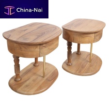 Traditional bedside table TOHUteakbrassoval