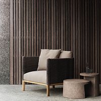 Contemporary side table Giroceramicconcreteteak base